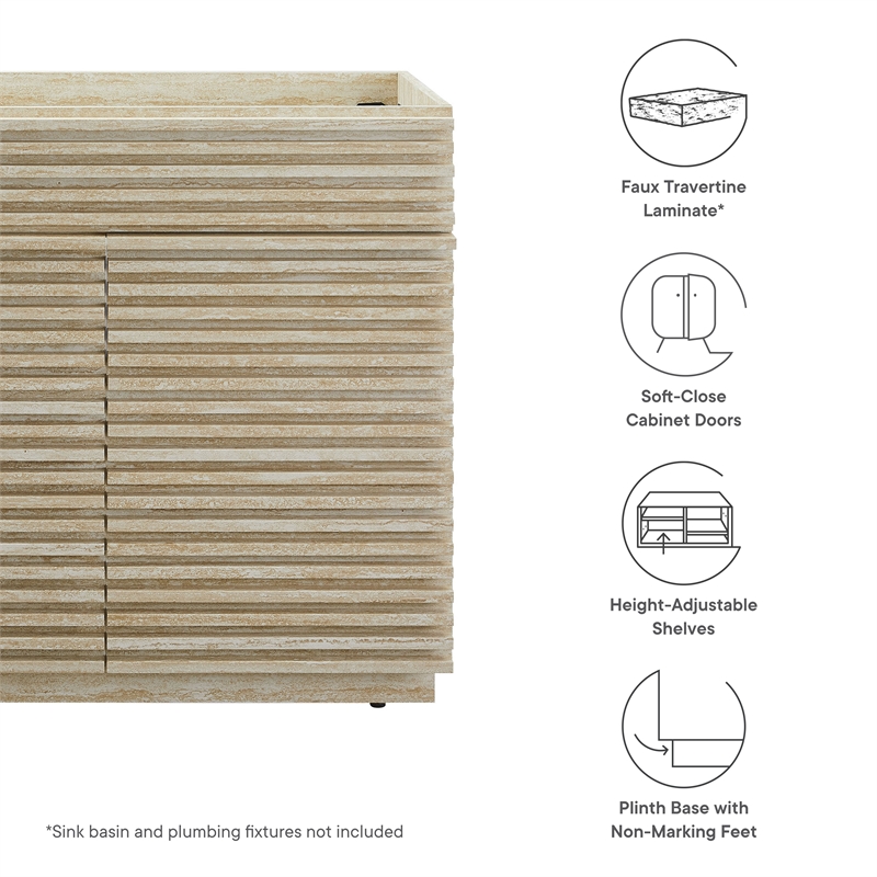 Render Bathroom Vanity Cabinet (Sink Not Included) in Travertine
