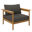 Modway Wren 4-Piece Solid Teak Wood Furniture Set in Natural Flint Gray