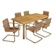 Abacus 7-Piece Dining Table Set with Rattan Armchairs in Natural Natural