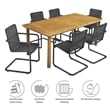 Abacus 7-Piece Dining Table Set with Rattan Armchairs in Slate Natural