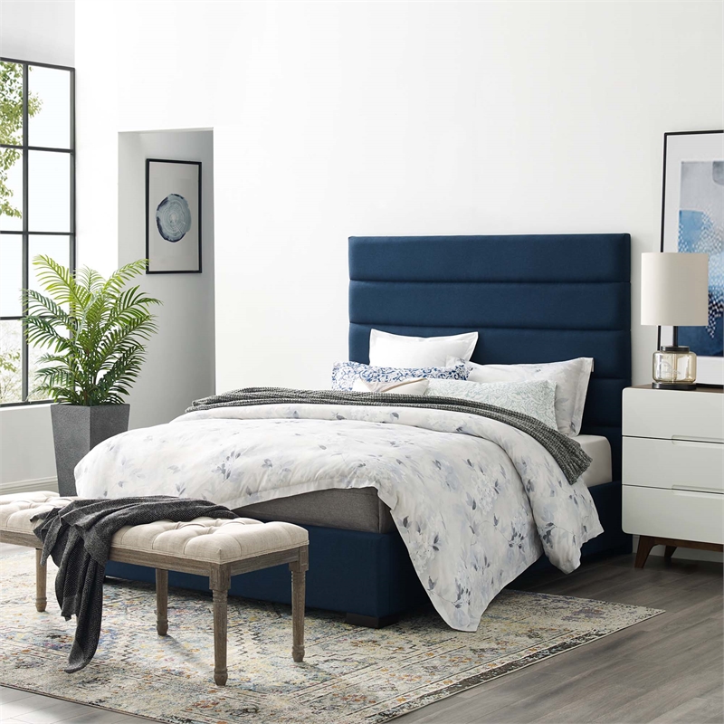 Genevieve King Platform Bed in Blue