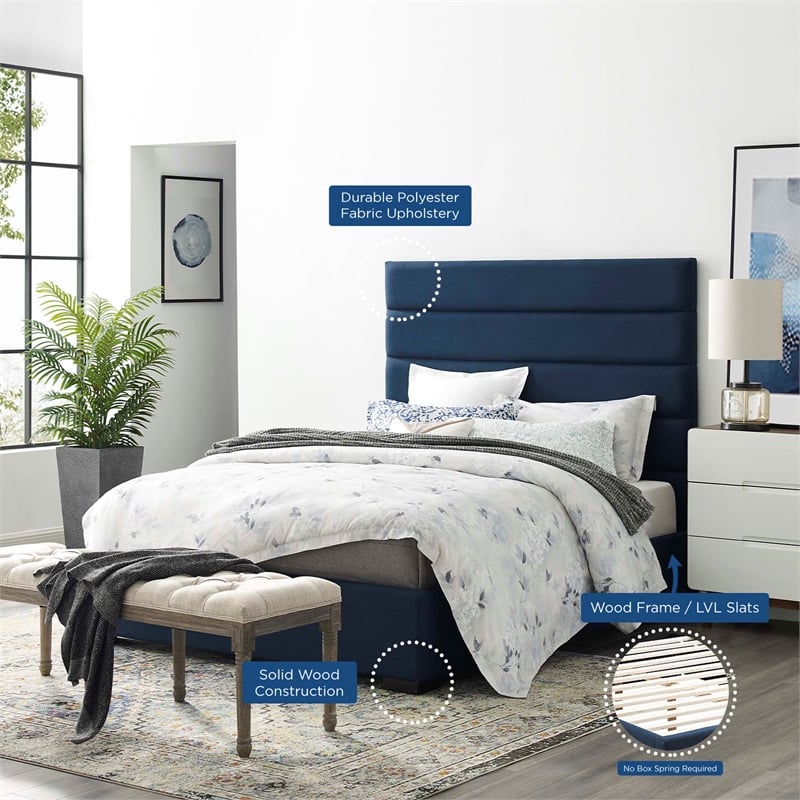 Genevieve King Platform Bed in Blue