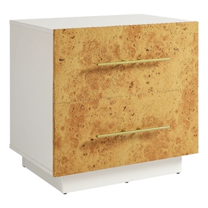Abel 2-Drawer Nightstand in White Bleached Burl