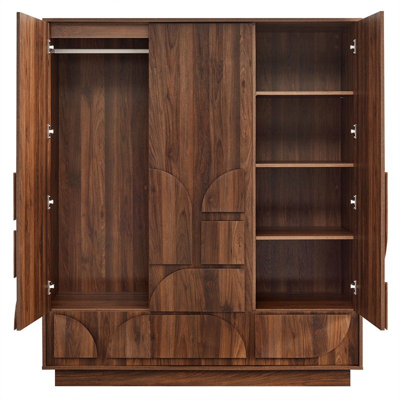 Bulwark Wardrobe Closet in Walnut | Modern Storage