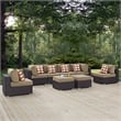 Modway Convene 8-Piece Outdoor Patio Sectional Set in Espresso/Mocha