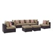 Modway Convene 8-Piece Outdoor Patio Sectional Set in Espresso/Mocha