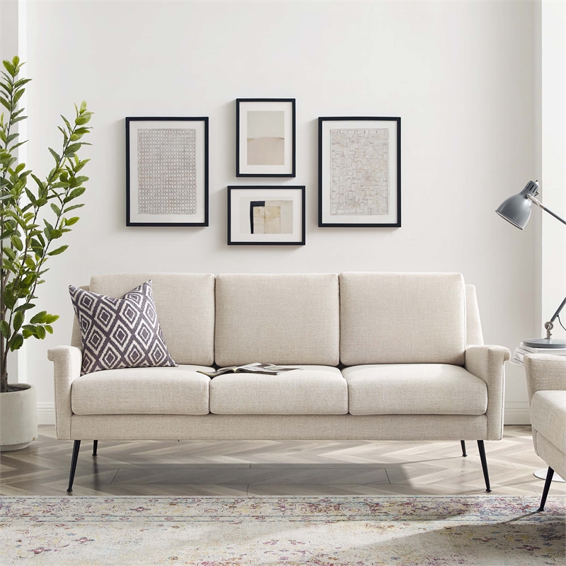 Modway Chesapeake Upholstered Fabric Sofa in Black Beige