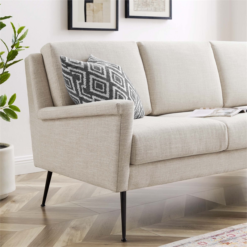 Modway Chesapeake Upholstered Fabric Sofa in Black Beige