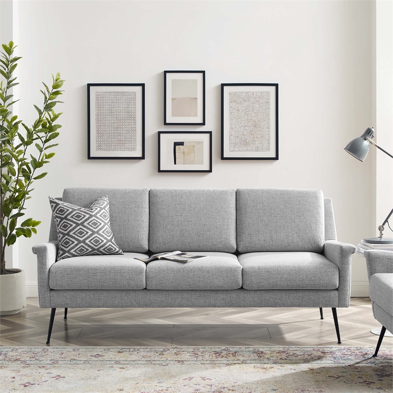 Modway Chesapeake Upholstered Fabric Sofa in Black Light Gray