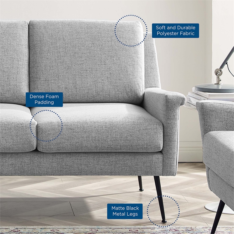 Modway Chesapeake Upholstered Fabric Sofa in Black Light Gray