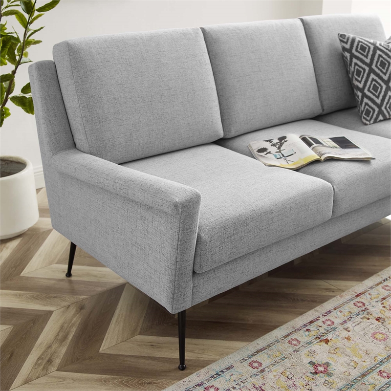 Modway Chesapeake Upholstered Fabric Sofa in Black Light Gray
