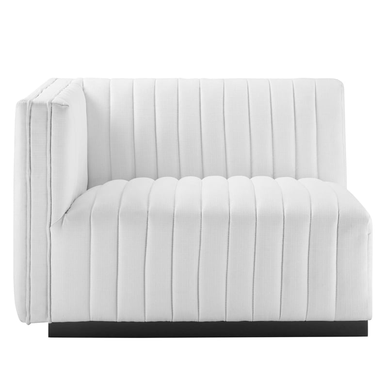 Modway Conjure Channel Tufted Fabric Upholstered Loveseat in Black White