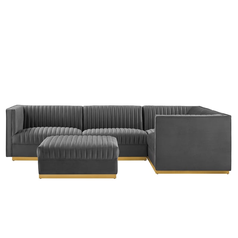 Sanguine 5-Piece Right-Facing Modular Sectional Sofa in Gray
