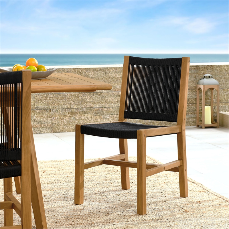 Vienna Armless Dining Chairs Set of 2 in Natural Black