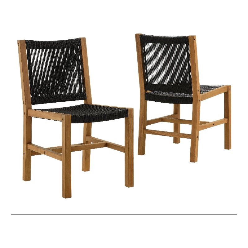 Vienna Armless Dining Chairs Set of 2 in Natural Black