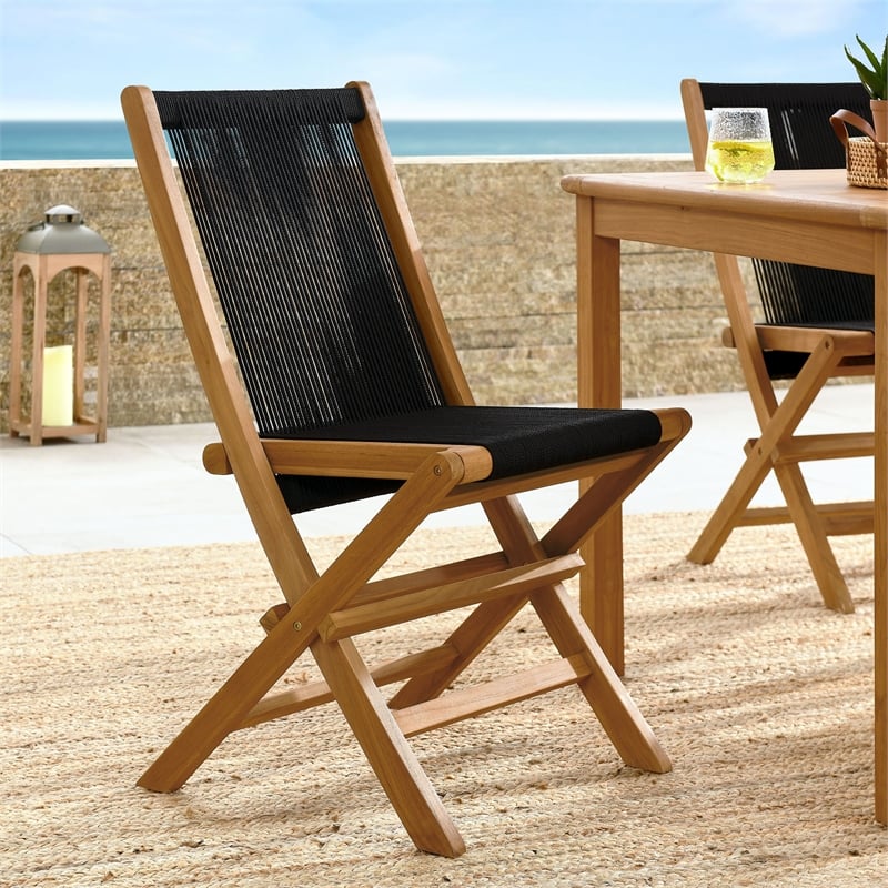 Vienna Folding Chairs Set of 4 in Natural Black