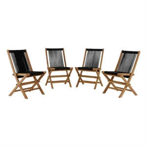 Vienna Folding Chairs Set of 4 in Natural Black