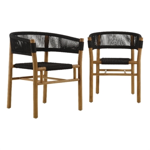 Vienna Curved-Back Dining Armchairs Set of 2 in Natural Black