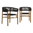 Vienna Curved-Back Dining Armchairs Set of 2 in Natural Black