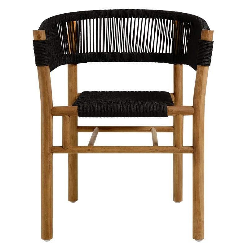 Vienna 7-Piece Dining Set with Curved-Back Armchairs in Natural Black