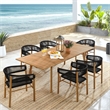 Vienna 7-Piece Dining Set with Curved-Back Armchairs in Natural Black
