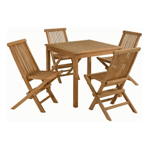 Vienna 5-Piece Dining Set with Folding Chairs in Natural Natural