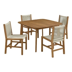 Vienna 5-Piece Dining Set with Armless Chairs in Natural Natural