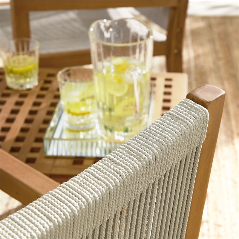Vienna 3-Piece Armchairs with Folding Side Table in Natural Natural