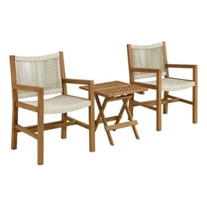 Vienna 3-Piece Armchairs with Folding Side Table in Natural Natural