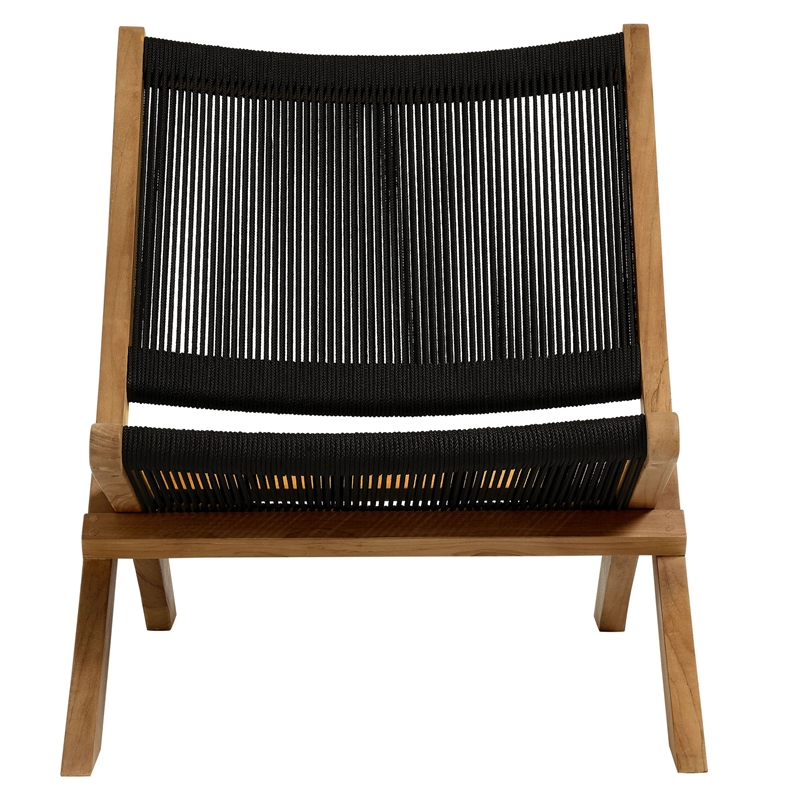 Vienna 3-Piece Folding Lounge Chairs and Side Table in Natural Black