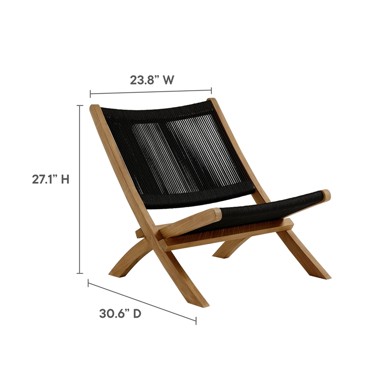 Vienna 3-Piece Folding Lounge Chairs and Side Table in Natural Black