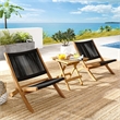 Vienna 3-Piece Folding Lounge Chairs and Side Table in Natural Black