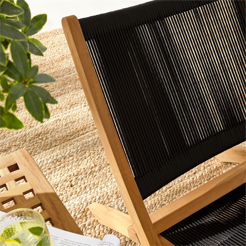 Vienna 3-Piece Folding Lounge Chairs and Side Table in Natural Black