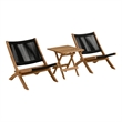 Vienna 3-Piece Folding Lounge Chairs and Side Table in Natural Black