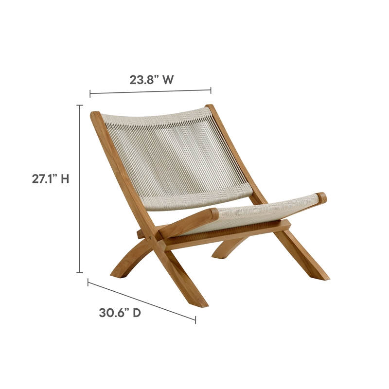 Vienna 3-Piece Folding Lounge Chairs and Side Table in Natural Natural