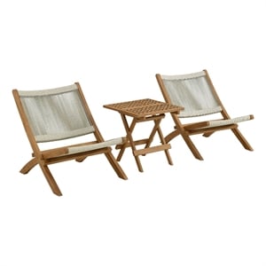 Vienna 3-Piece Folding Lounge Chairs and Side Table in Natural Natural