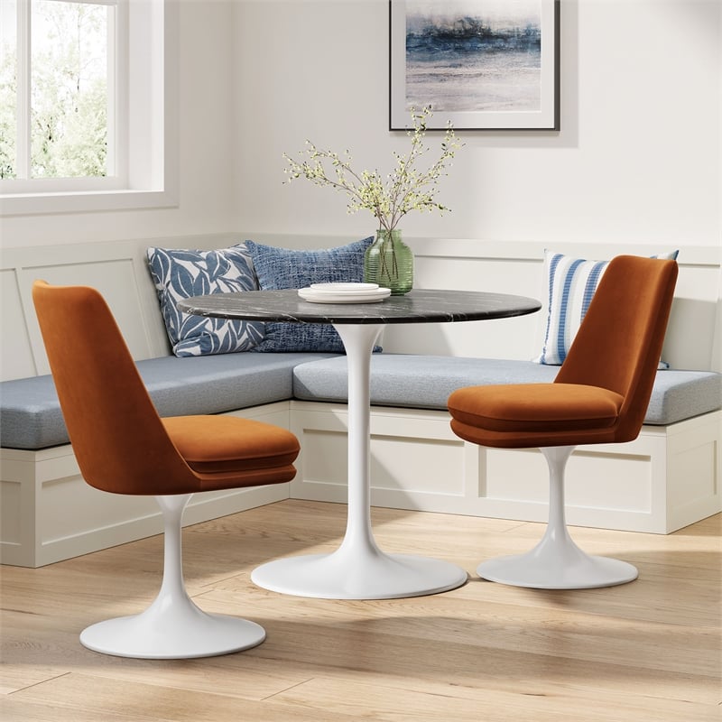 Lippa Swivel Dining Chair in White Rust