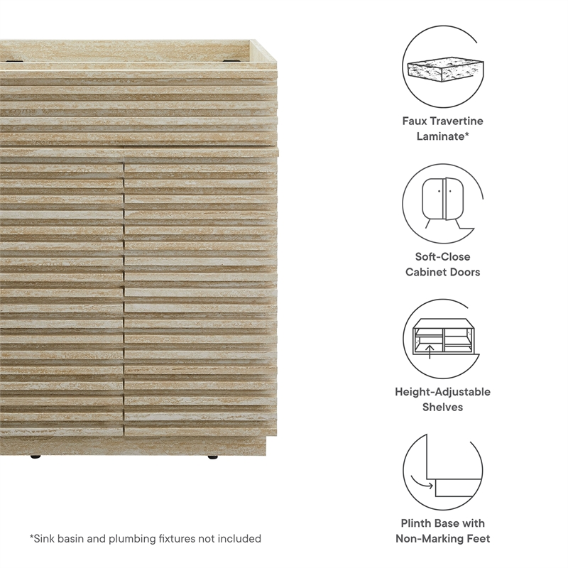 Render Bathroom Vanity Cabinet (Sink Not Included) in Travertine