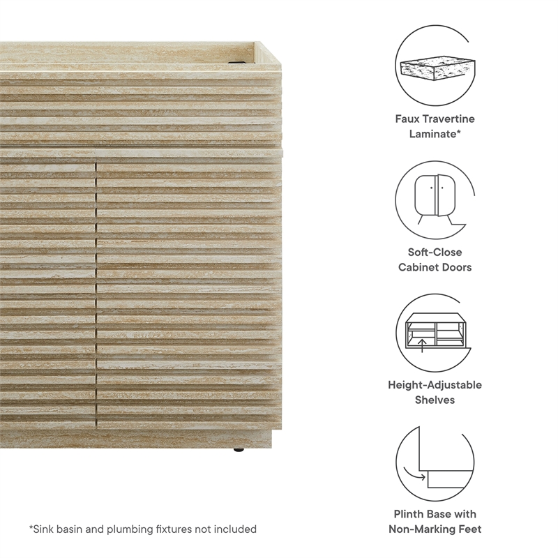 Render Bathroom Vanity Cabinet (Sink Not Included) in Travertine