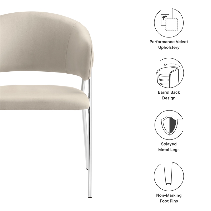 Nella Dining Chair Set of 2 in Almond Silver