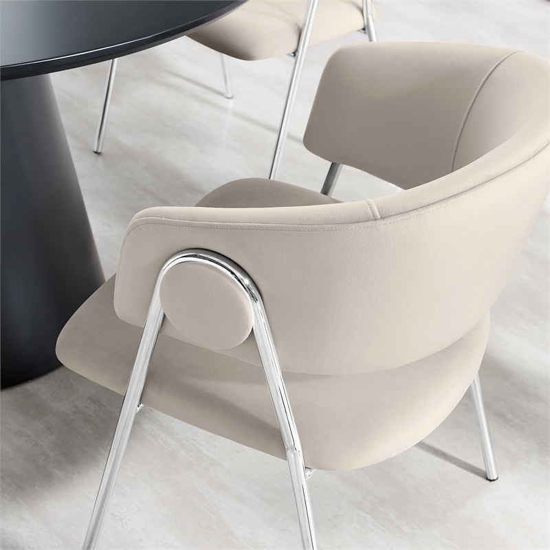 Nella Dining Chair Set of 2 in Almond Silver
