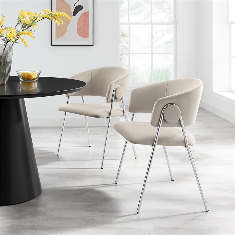 Nella Dining Chair Set of 2 in Almond Silver