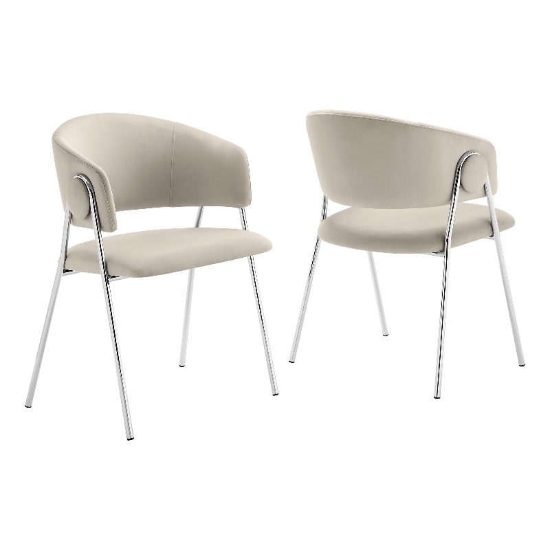 Nella Dining Chair Set of 2 in Almond Silver