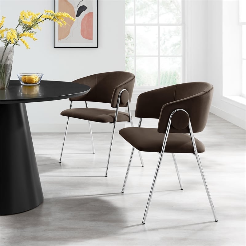 Nella Dining Chair Set of 2 in Chocolate Brown