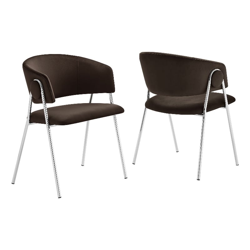 Nella Dining Chair Set of 2 in Chocolate Brown