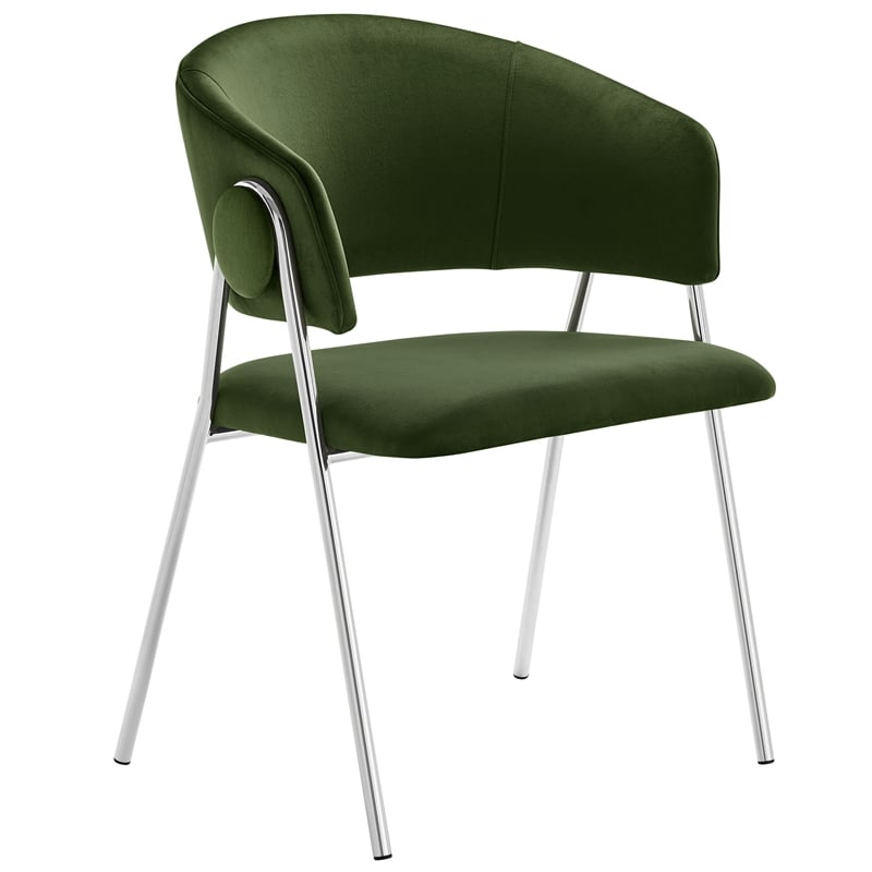 Nella Dining Chair Set of 2 in Moss Green Silver