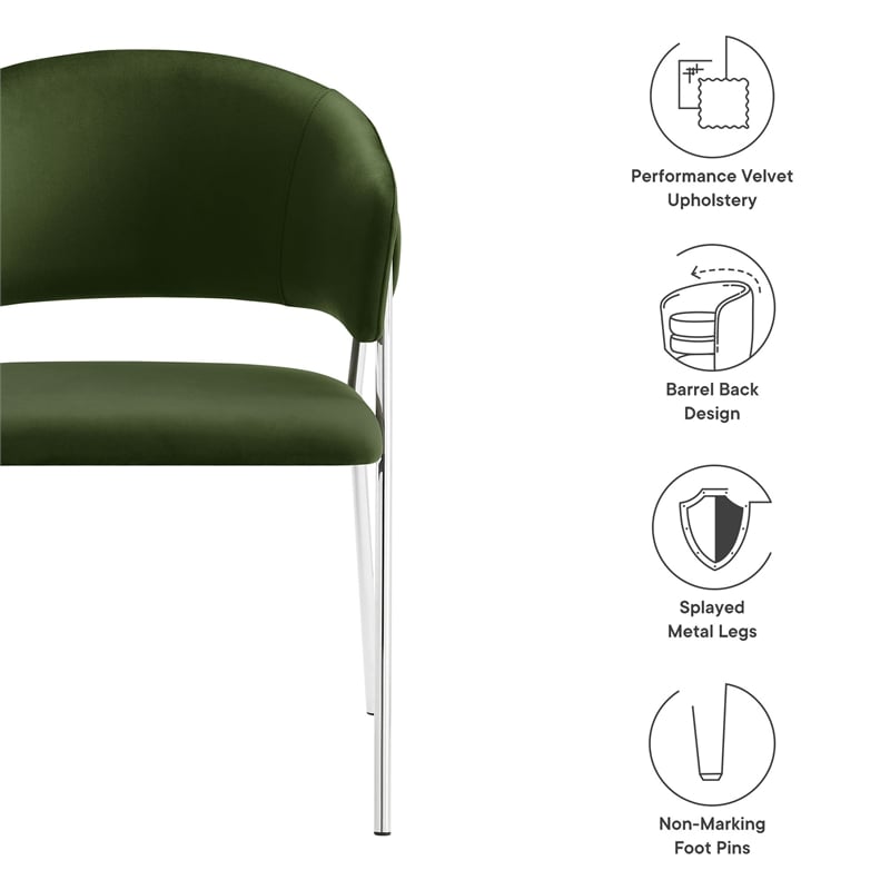Nella Dining Chair Set of 2 in Moss Green Silver