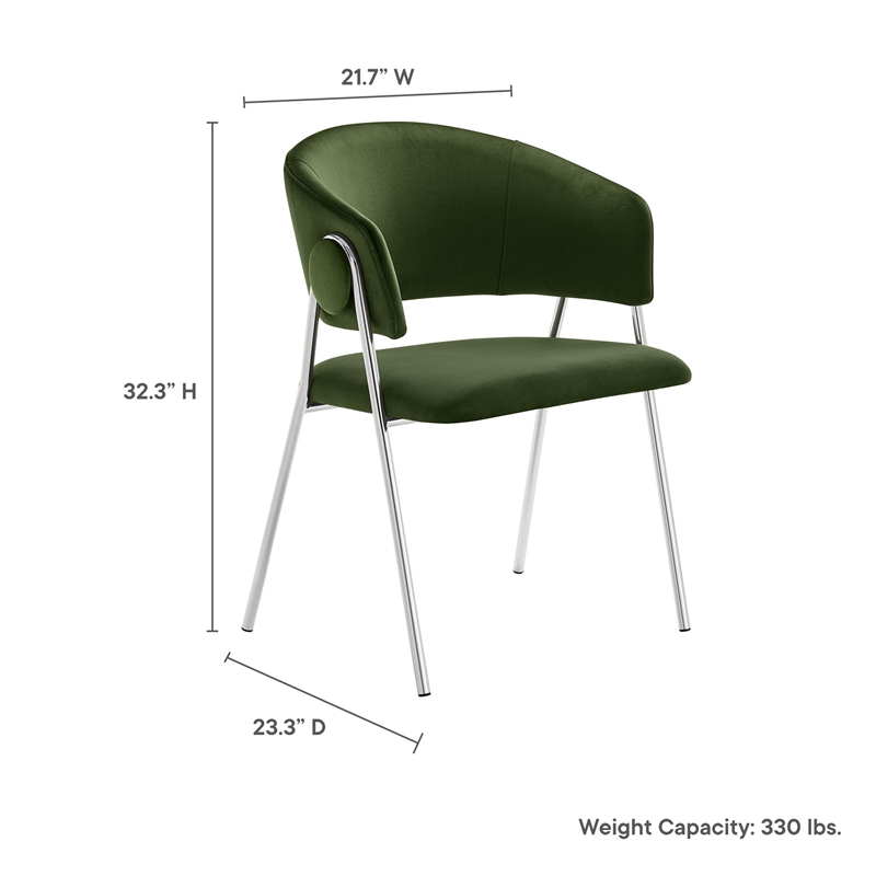 Nella Dining Chair Set of 2 in Moss Green Silver