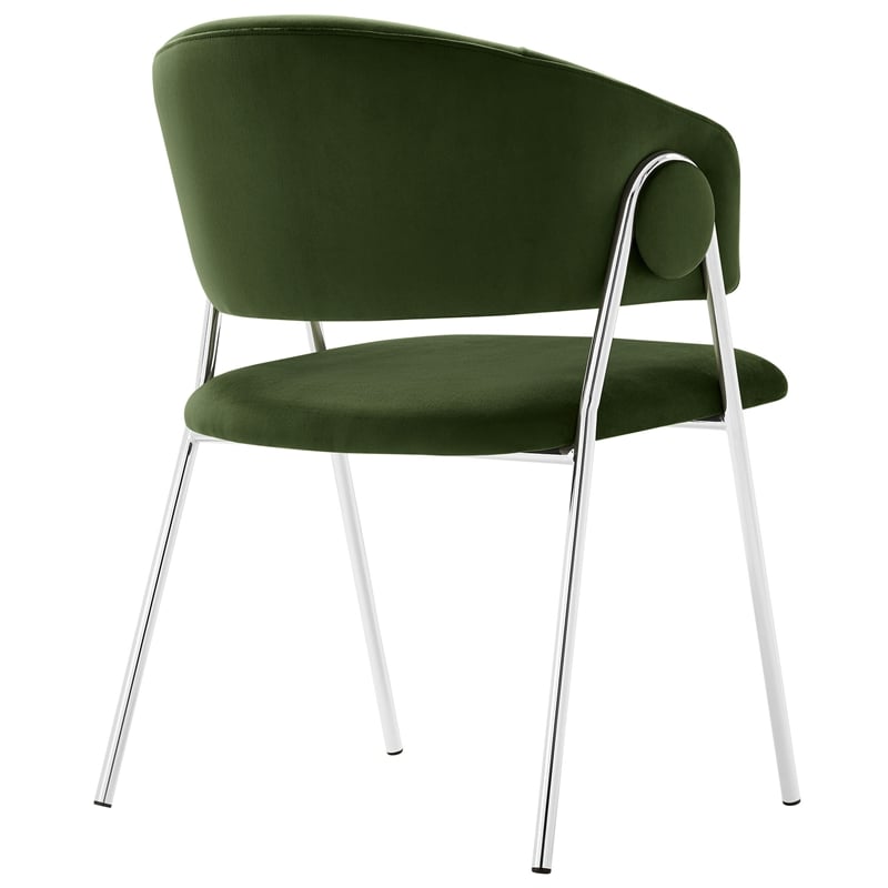 Nella Dining Chair Set of 2 in Moss Green Silver