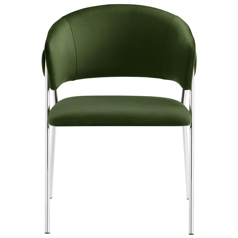 Nella Dining Chair Set of 2 in Moss Green Silver